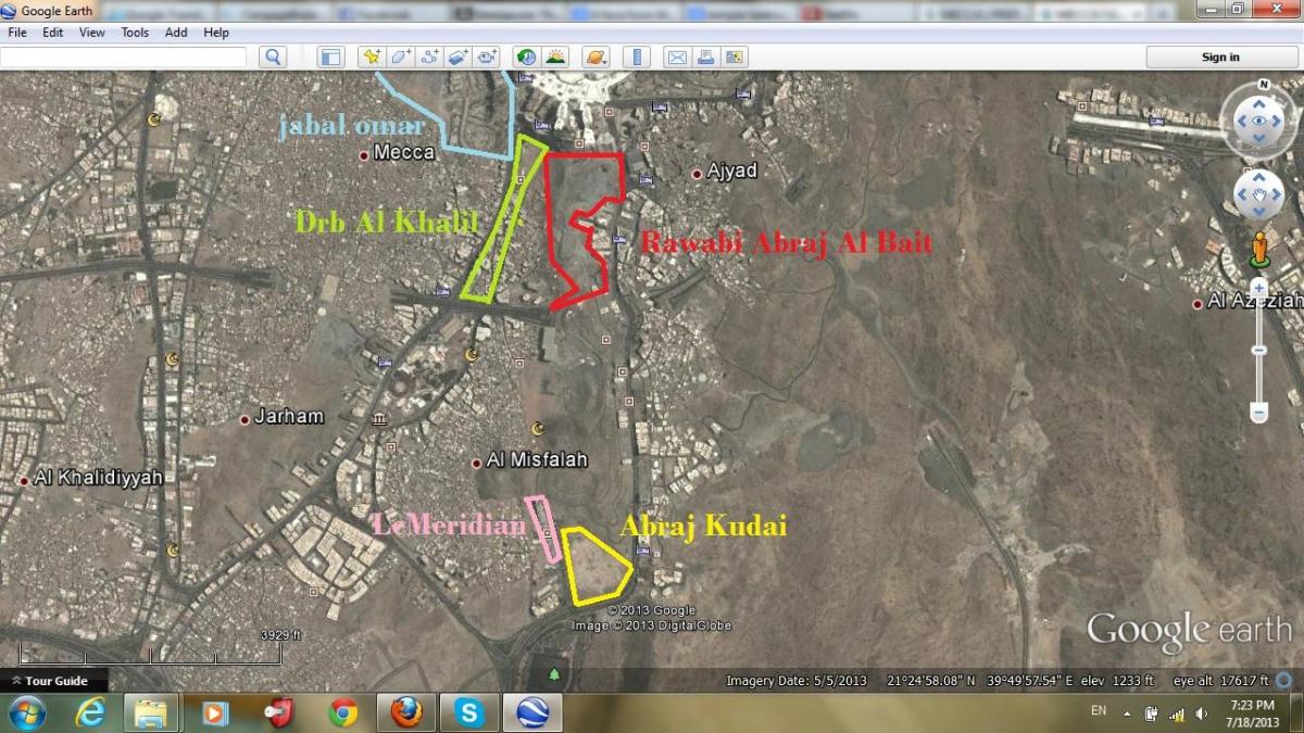 mapa de kudai aparcamento Makkah 
